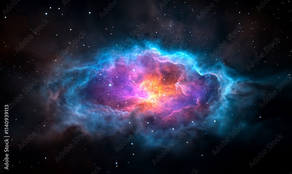 Vibrant nebula in space with bright colors and stars. Vibrant nebula in space with bright colors and stars.