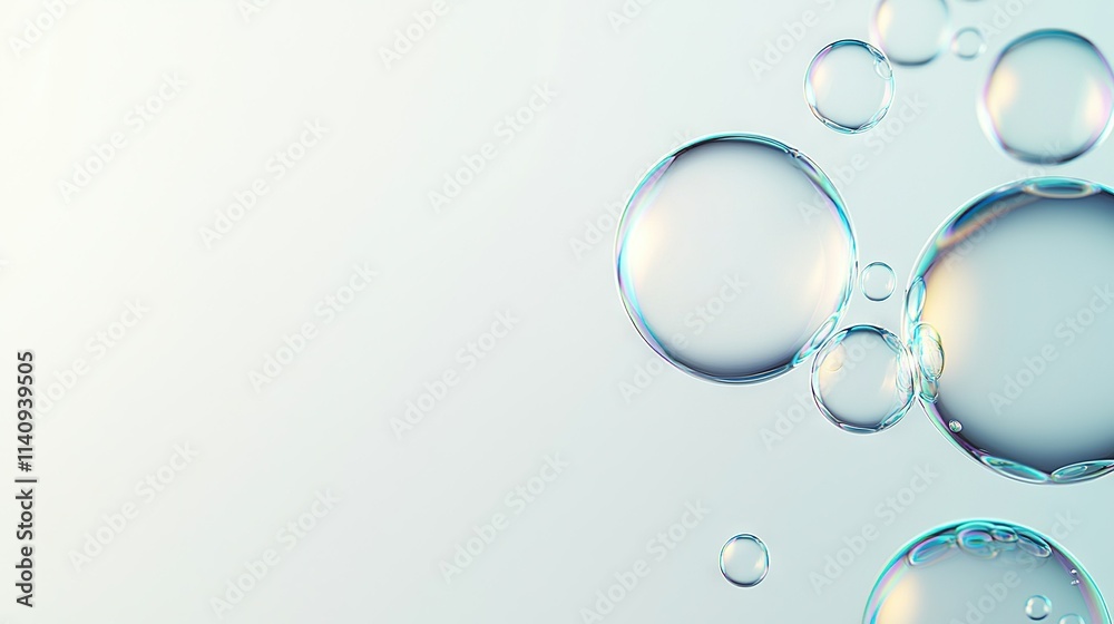 Water bubble cluster on azure sea surface under bright blue sky Water bubble cluster on azure sea surface under bright blue sky