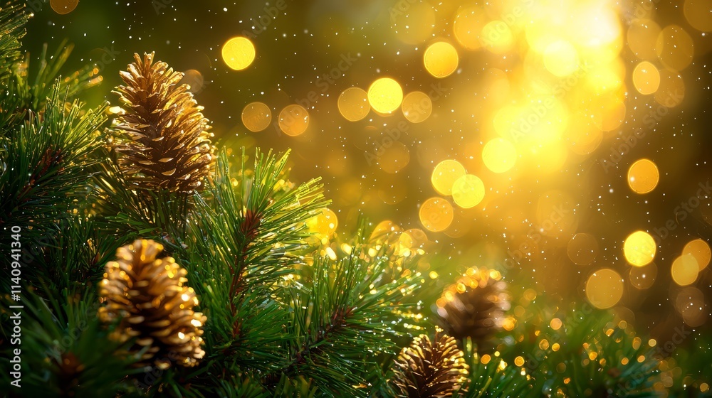 a close up of a pine tree with cones on it