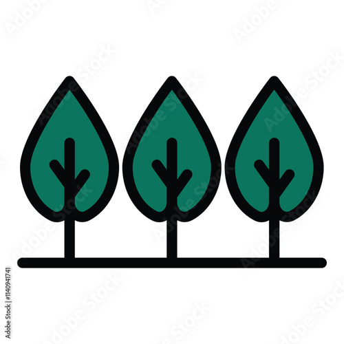 Autumn Trees Flat Icon Isolated On White Background