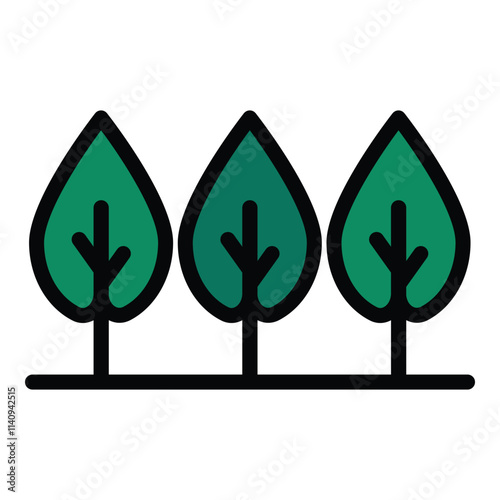 Autumn Trees Flat Icon Isolated On White Background