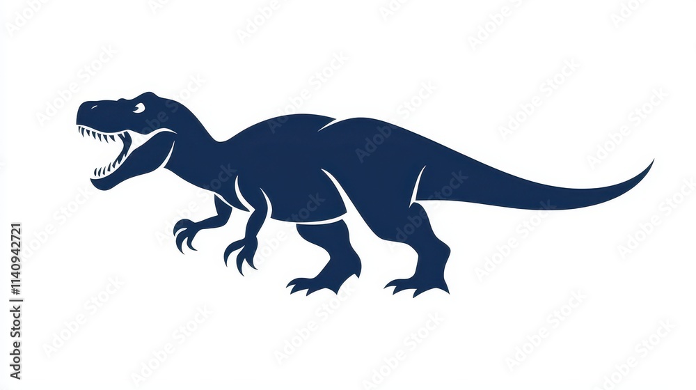 Striking Silhouette of a Tyrannosaurus Rex Dinosaur in Dark Blue Striking Silhouette of a Tyrannosaurus Rex Dinosaur in Dark Blue