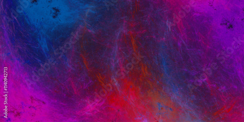Abstract magic smoke in red with neon blue, purple light, smoke color isolated background for effect. Star field background Aquamarine and pink dark red pink, blue and purple Cosmic nebula universe