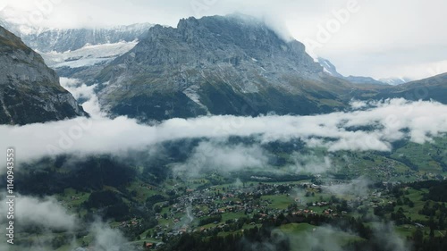 Mountains in Switzerland Drone Push In