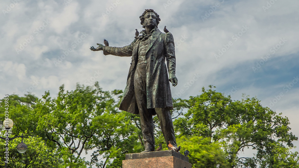 Monument to Alexander Pushkin timelapse hyperlapse on Ploshchad Iskusstv Arts Square in St.-Petersburg, Russia Monument to Alexander Pushkin timelapse hyperlapse on Ploshchad Iskusstv Arts Square in St.-Petersburg, Russia