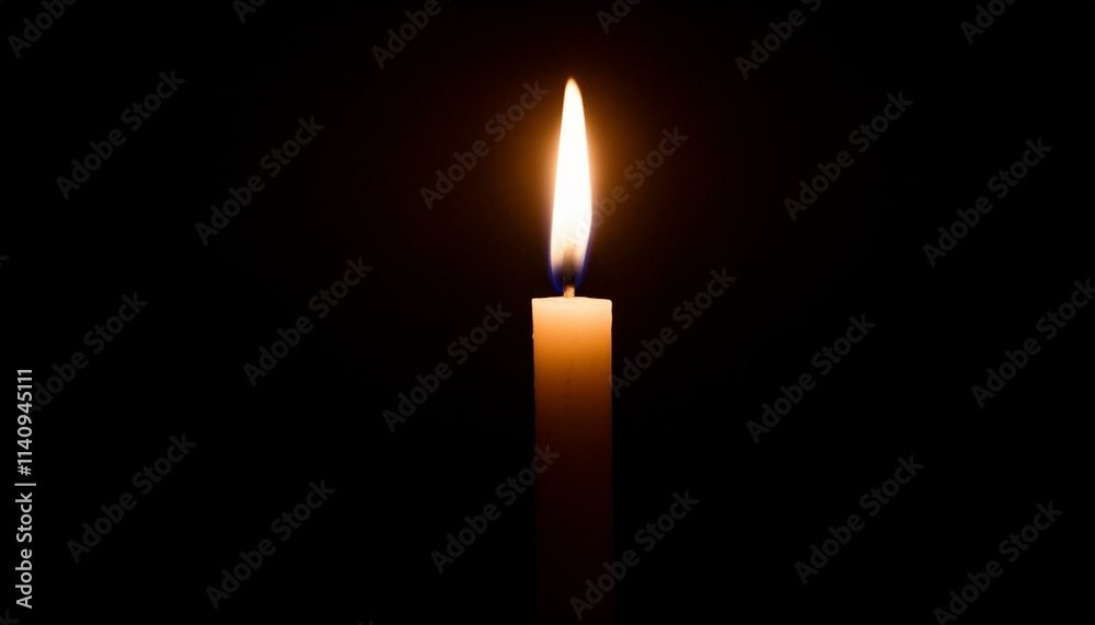 A single candle glows brightly in pitch black darkness, casting long shadows all around. A single candle glows brightly in pitch black darkness, casting long shadows all around.