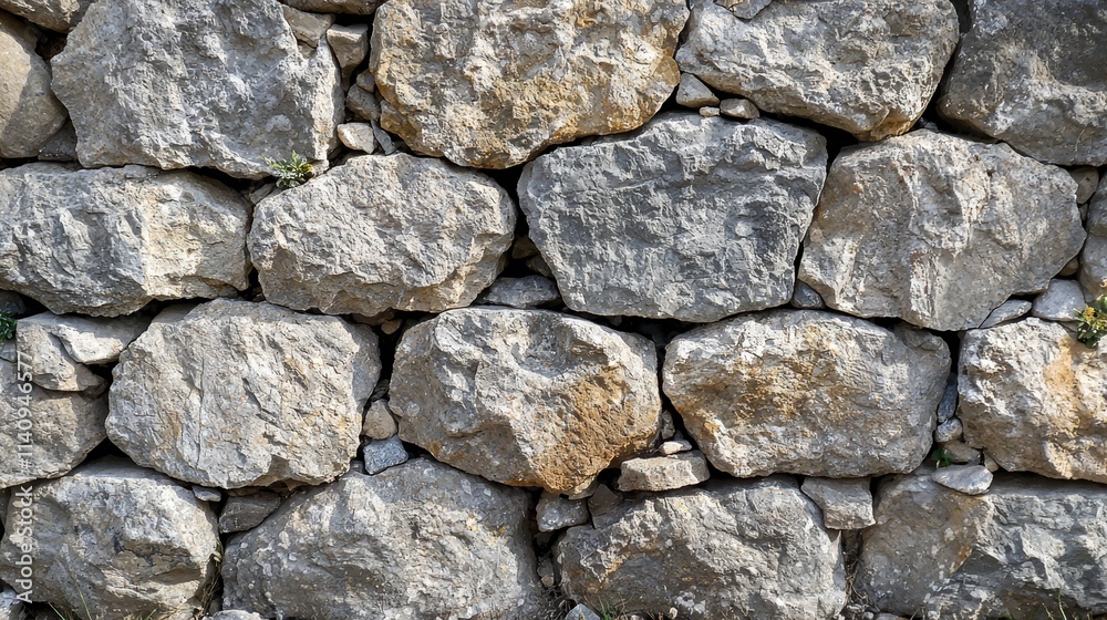 A stone wall with small plants growing out of it A stone wall with small plants growing out of it
