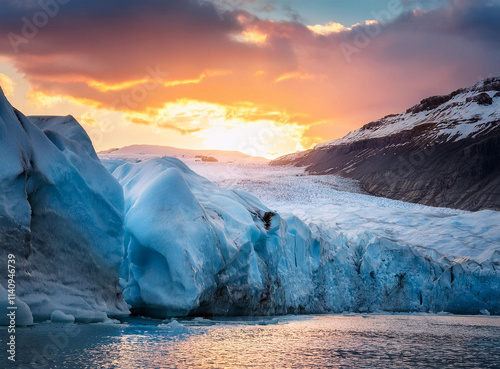 Wallpaper Mural A dramatic icy glacier illuminated by a sunset glow. Torontodigital.ca