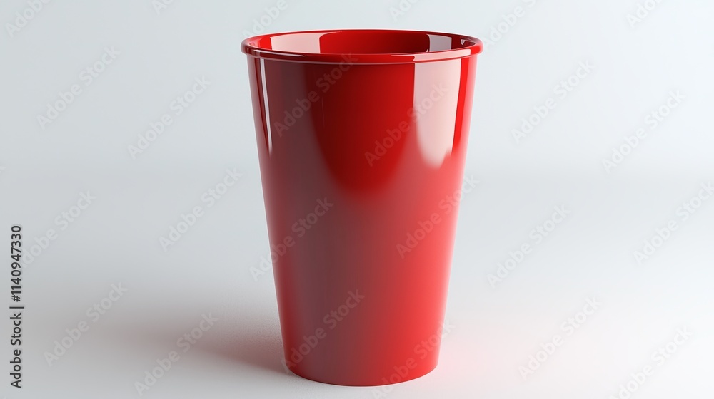 A red plastic cup sitting on top of a table A red plastic cup sitting on top of a table