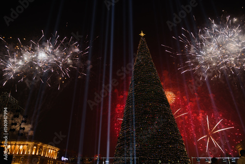 Christmas Tree with Fireworks