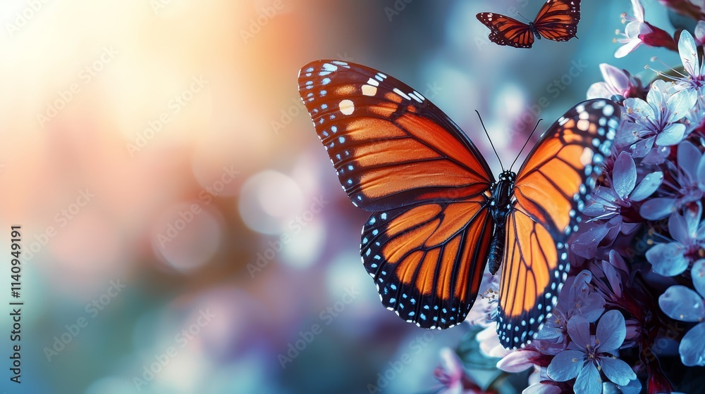 A couple of butterflies sitting on top of a flower A couple of butterflies sitting on top of a flower