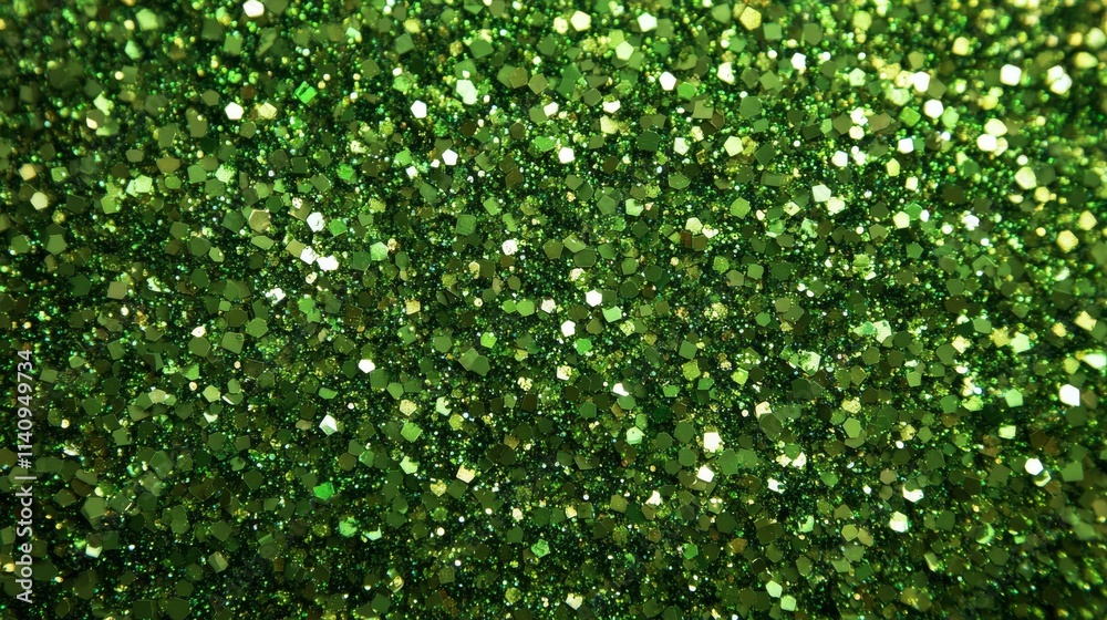 Close-Up of Green Hexagonal Glitter Particles Close-Up of Green Hexagonal Glitter Particles