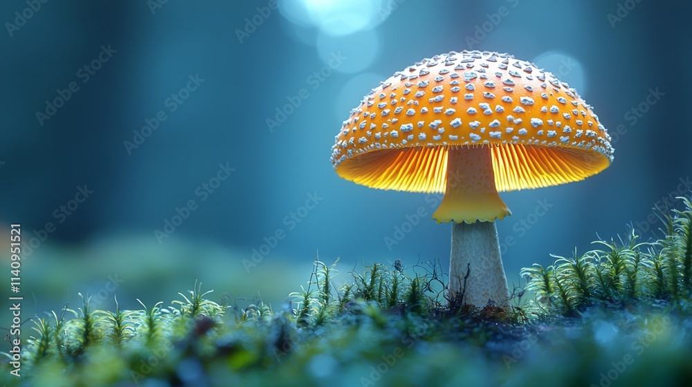 custom made wallpaper toronto digitalA yellow and white mushroom sitting on top of a moss covered ground