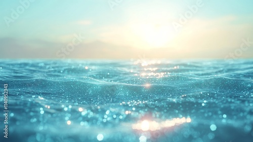 Tranquil ocean waves sparkling under the soft sunlight