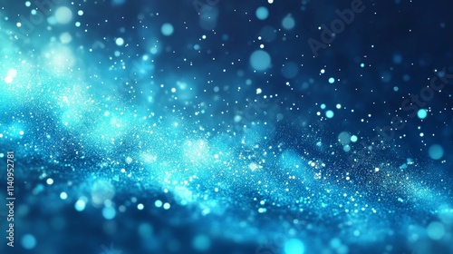 Sparkling blue glitter background with glowing particles
