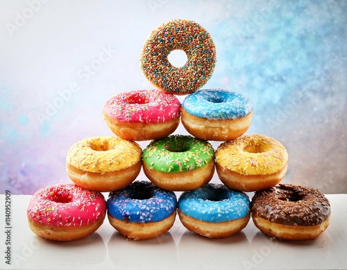 colorful donuts stacked in olympic ring formation