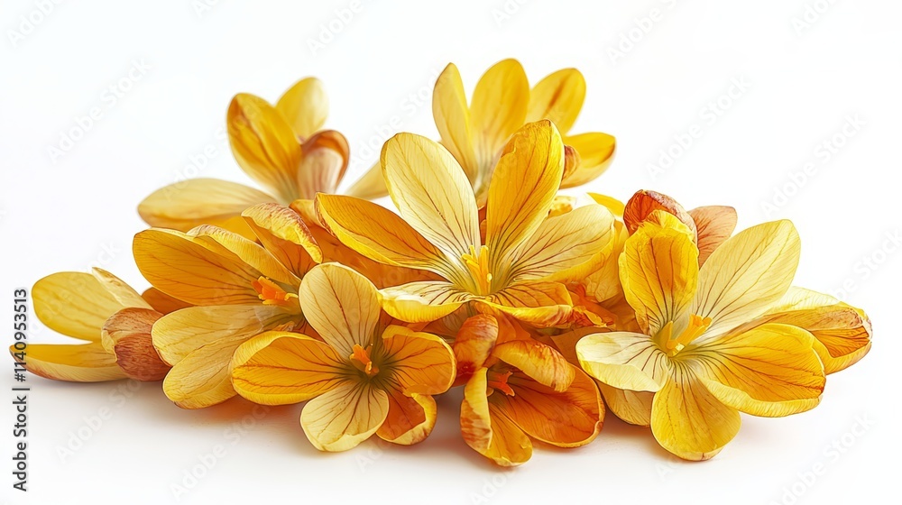 Fototapeta premium A bunch of yellow flowers on a white background