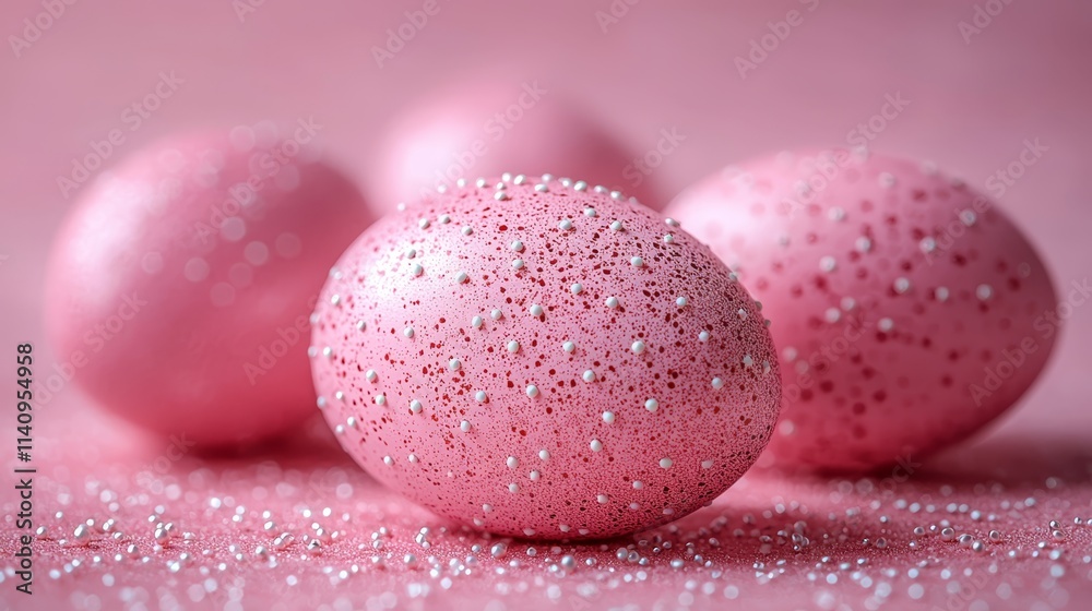Three pink easter eggs on a pink background Three pink easter eggs on a pink background