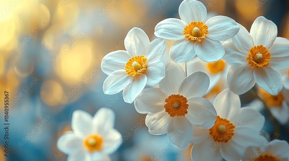 A bunch of white and yellow daffodils in a field A bunch of white and yellow daffodils in a field