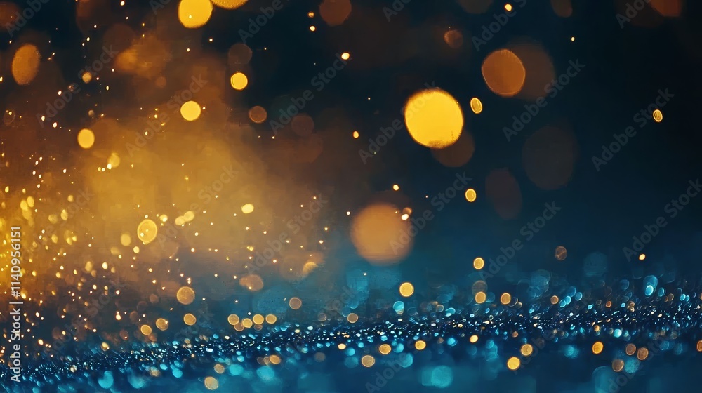Obraz premium a blue and gold bokeh background with a black background