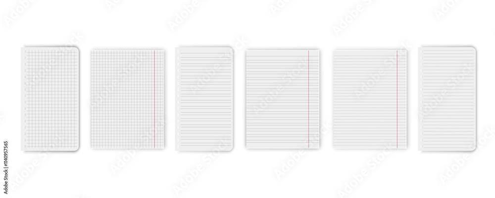 Notebook or book page, Sheets from notebook, Vector illustration Notebook or book page, Sheets from notebook, Vector illustration