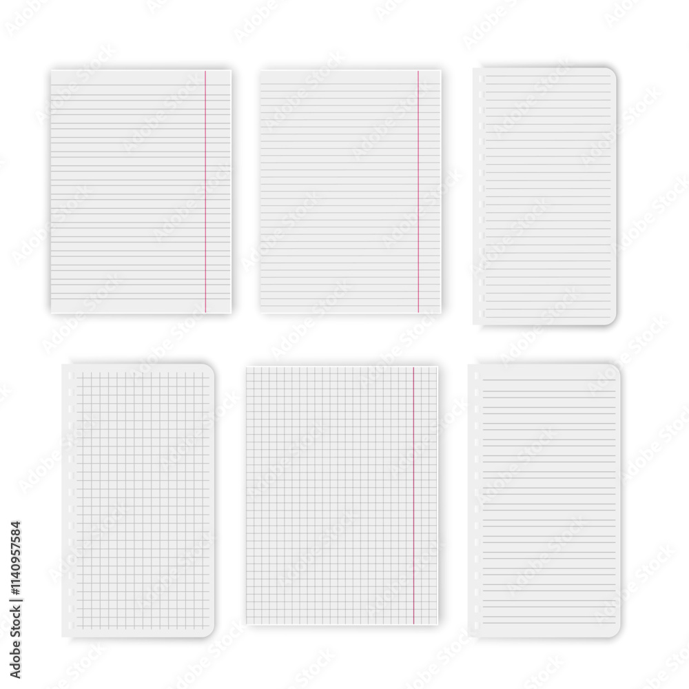 Notebook or book page, Sheets from notebook, Vector illustration Notebook or book page, Sheets from notebook, Vector illustration