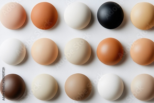 Symmetrical arrangement of spheres in various skin tones representing diversity photo
