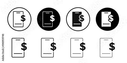 Mobile Bank icon Simple thin outline