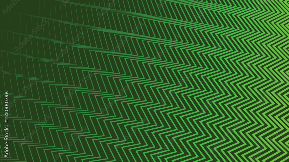 Green zig zag stripes line with gradient spotlight for text abstract background