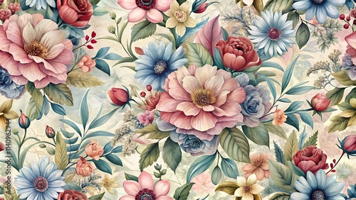 seamless background with flowers