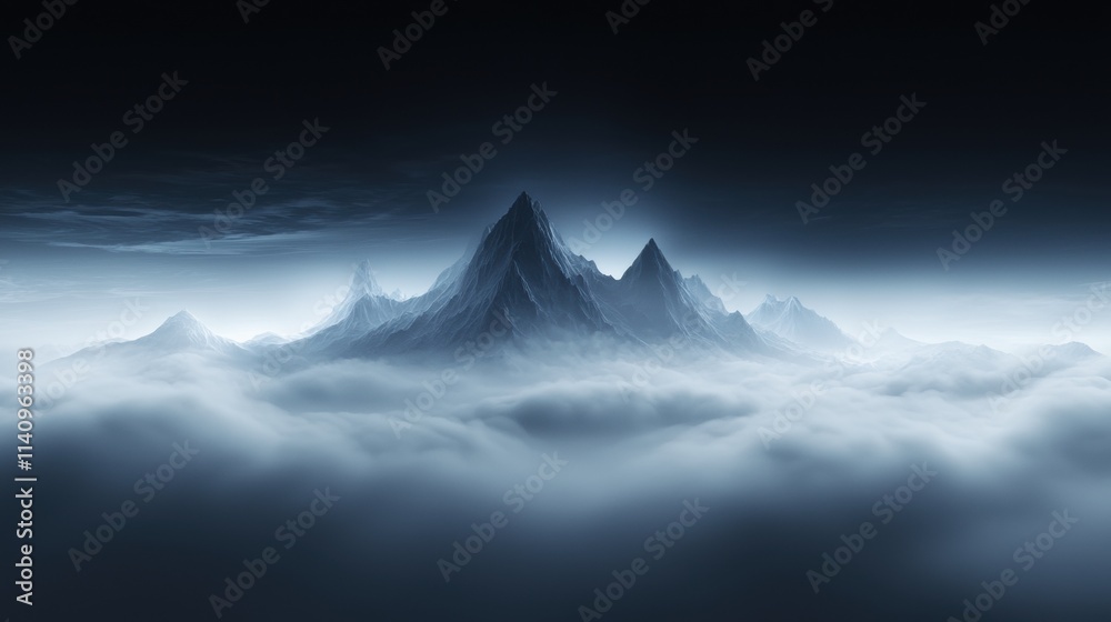 Fototapeta premium A mountain range is shown in the distance with a cloudy sky