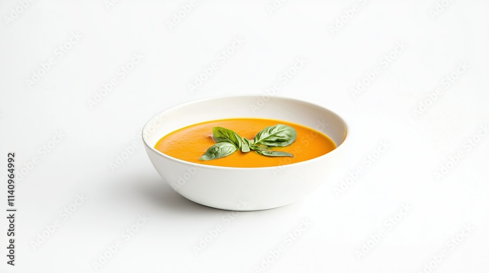 A bowl of white soup topped with leafy green garnish A bowl of white soup topped with leafy green garnish