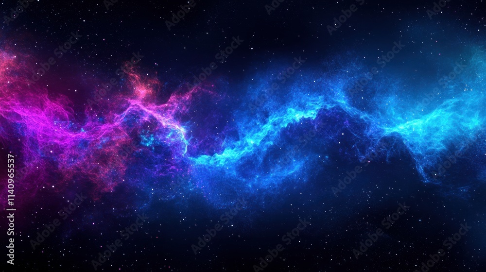 Naklejka premium Vivid neon blue and purple hues glowing against a black background.