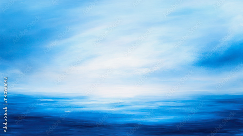 Vibrant abstract composition showcasing deep shades of blue and serene atmosphere. Generative AI