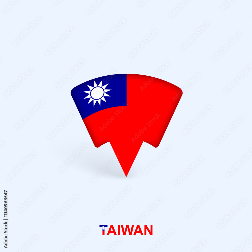 Taiwan Flag Map Pointer Design with Shadow. Taiwan Flag Map Pointer Design with Shadow.