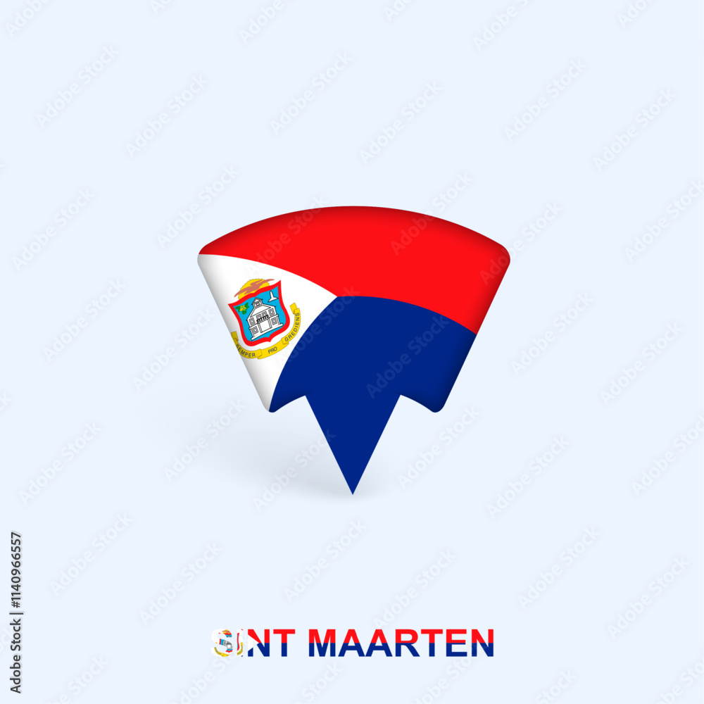Obraz premium Sint Maarten Flag Map Pointer Design with Shadow.