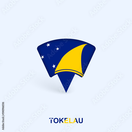 Tokelau Flag Map Pointer Design with Shadow. photo