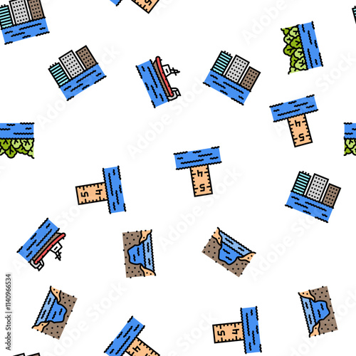 flood water disaster rain vector seamless pattern thin line illustration