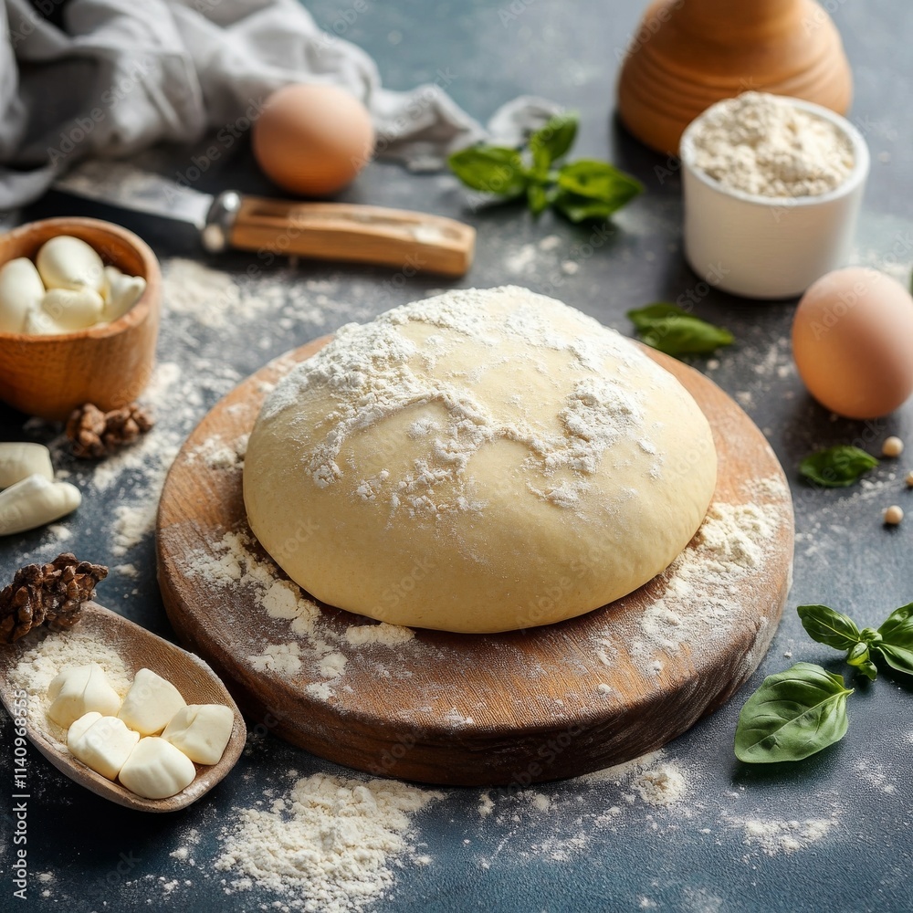 Raw dough and ingredients. Raw dough and ingredients.