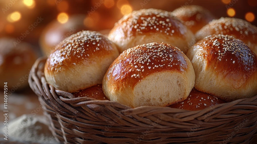 Freshly baked bread rolls in rustic setting warm and inviting Freshly baked bread rolls in rustic setting warm and inviting