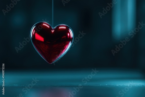 futuristic love illusion, holographic hearts shine in a dim cyber space for a futuristic valentines day vibe