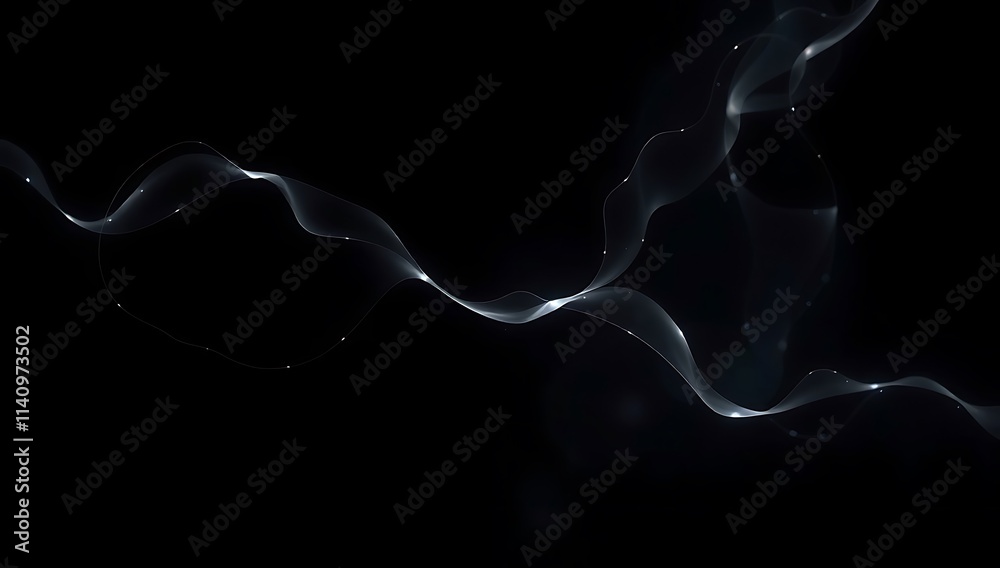 Abstract glowing silver waves on black background Abstract glowing silver waves on black background
