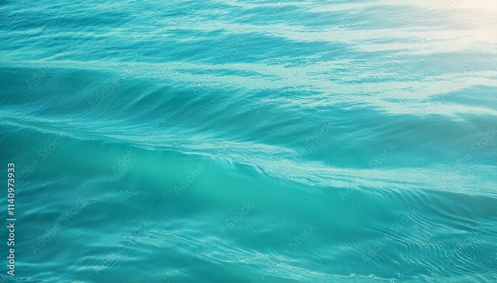 Obraz premium A serene light teal ocean background with gentle waves, soft gradients of teal, turquoise, and aqua, subtle sunlit reflections, and a calming, airy atmosphere perfect for relaxation.