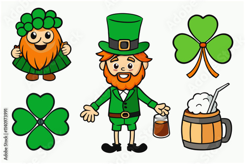 Festive Saint Patrick's Day illustrations with vibrant designs
