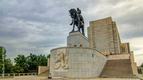 Equestrian Statue of Jan Zizka timelapse hyperlapse at Czech National Museum in Vitkov, Prague. photo