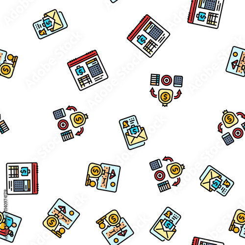 planning budget finance income vector seamless pattern thin line illustration