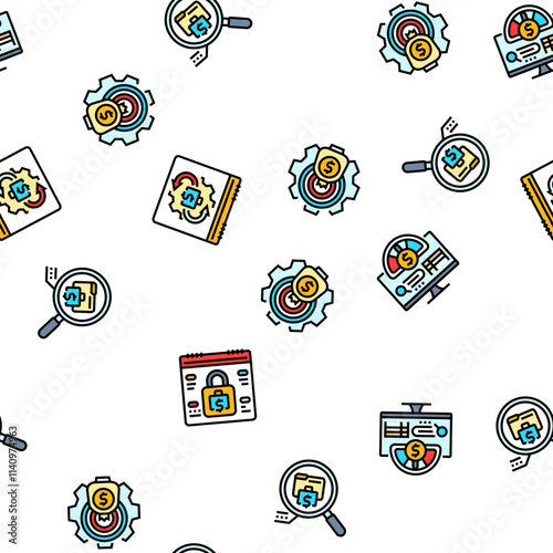 planning budget finance income vector seamless pattern thin line illustration