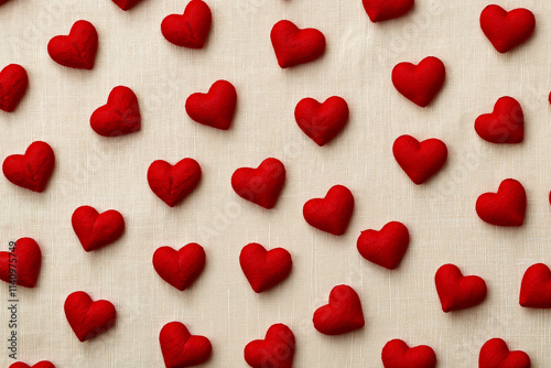 Red hearts on a white background