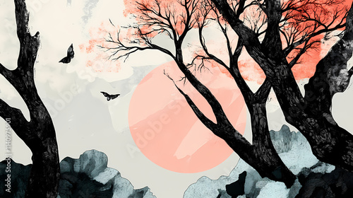 Arboreal reverie. reverie. illustration. Arboreal. Illustration photo