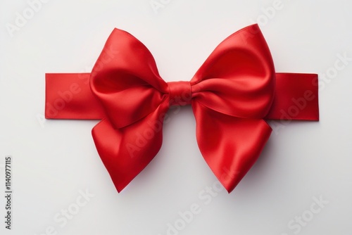 Elegant Red Satin Bow on a White Background, Perfect for Gift Wrapping, Decorations, and Festive Occasions, Adding a Touch of Class and Charm to Any Presentation